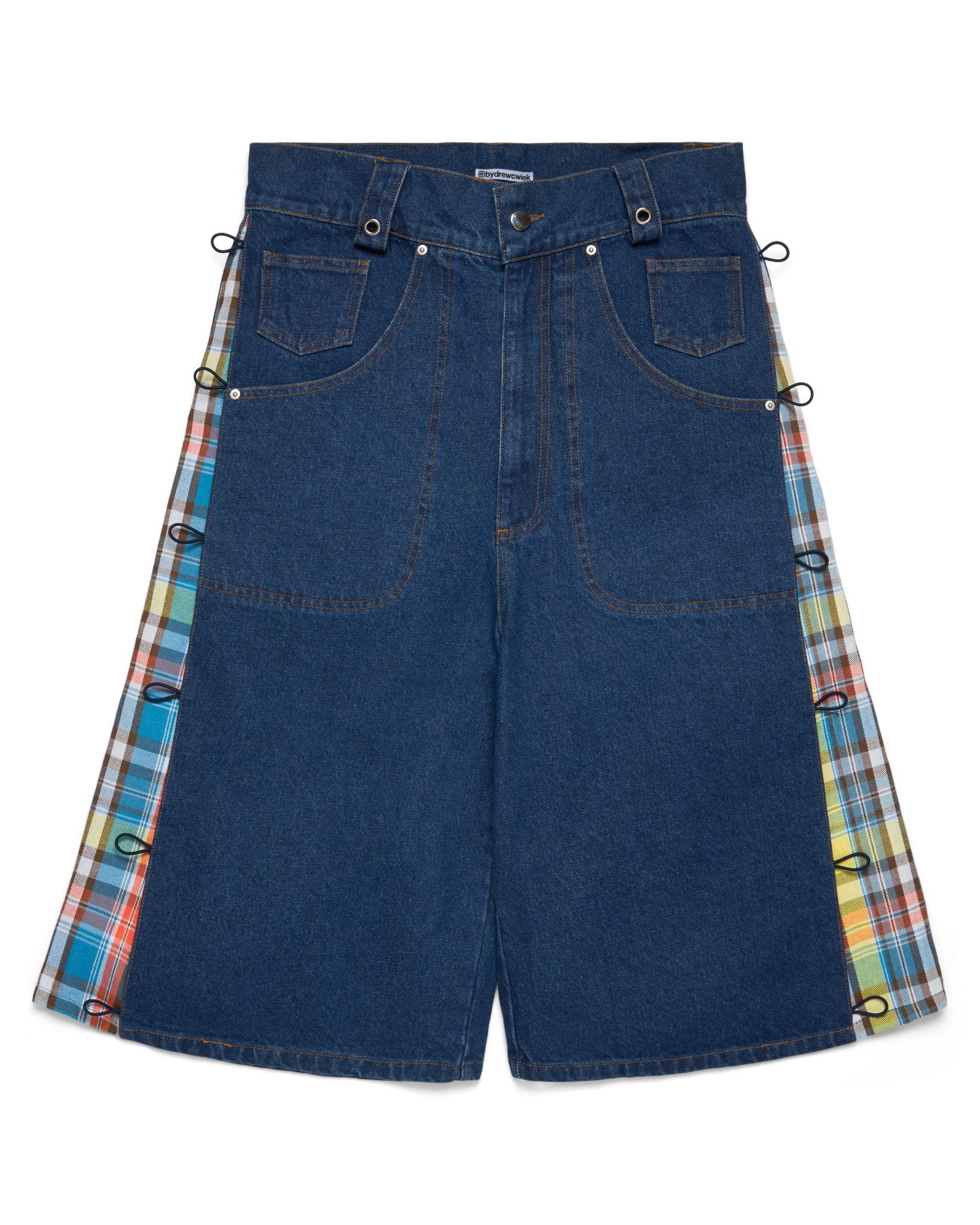 Side Seam Flannel Jean Shorts